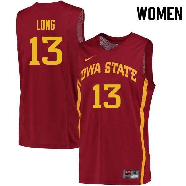 Women #13 Jakolby Long Iowa State Cyclones College Basketball Jerseys Sale-Cardinal